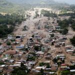 Vista aérea de un barrio afectado en Mocoa por la avalancha que el pasado 1 de abril dejó cerca de 300 muertos.