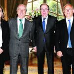 El presidente Herrera, la consejera Milagros Marcos, el embajador Ramón de Miguel y Michel Nalet, de Lactalis