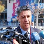 El coordinador general del PP catalán, Xavier García Albiol, atendió ayer a los medios