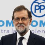 El presidente del Gobierno, Mariano Rajoy, durante un acto de apoyo al Pacto de Estado contra la Violencia de Género organizado por el PP