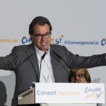 El presidente de CDC y expresidente de la Generalitat de Catalunya, Artur Mas, durante el Consell Nacional del partido, ayer