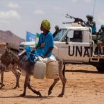 Una unidad de «cascos azules» de UNAMID desplegados en Darfur.