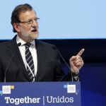 El presidente del Gobierno, Mariano Rajoy, durante su intervención en la clausura del Congreso del Partido Popular Europeo (PPE).