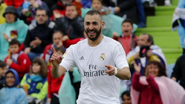 Karim Benzema, tras marcar el primer gol ante el Getafe.