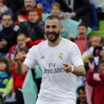 Karim Benzema, tras marcar el primer gol ante el Getafe.