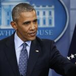 Barack Obama, durante su última reuda de prensa hoy en la Casa Blanca.