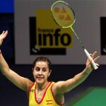 Carolina Marin celebra su triunfo.