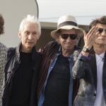 MMick Jagger, Charlie Watts, Keith Richards y Ron Wood llegan al aeropuerto José Marti de La Habana