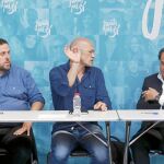 Oriol Junqueras, Raül Romeva y Artur Mas celebran los resultados de los comicios
