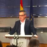 Villegas, durante la rueda de prensa que ha pronunciado.
