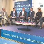 De izq. a decha.: Sergio Alonso, Jesús Millán, Joaquín Estévez, Carlos Lens, Miguel Ángel Calleja, Pilar Nos y Martín Sellés durante la jornada