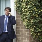 Puigdemont, ayer, en Tortosa, a donde acudió tras el accidente en la AP-7