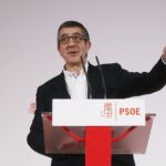 Patxi López, durante la presentación de su candidatura