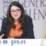 La vicepresidenta y portavoz, Mónica Oltra, tras la reunión deliberativa del Consell