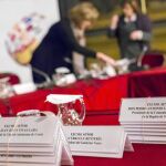 Los preparativos de ayer para la Conferencia de Presidentes que se celebra hoy en el Senado