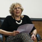 La alcaldesa de Madrid, Manuela Carmena, asistió ayer a la presentación de la VII edición de la Gala Sida que se celebrará el 22 de noviembre