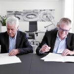 Los presidentes del Tribunal de las Aguas, Manuel Ruiz, y de Aguas de Valencia, Eugenio Calabuig