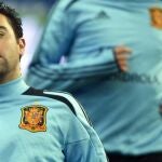 Xavi Hernández, antes de un partido con España