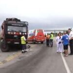 Un camión de asistencia del piloto francés Lionel Baud, se vio involucrado