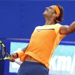 El tenista español Rafael Nadal celebra su victoria al finalizar el partido de semifinales