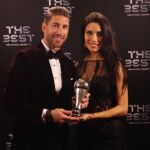 Sergio Ramos y Pilar Rubio durante la entrega de premios de la FIFA