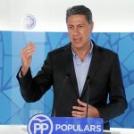 El presidente del PP, Xavier García Albiol, ayer en rueda de prensa.