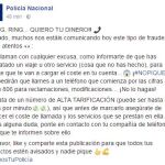 Comunicado de la Policía en Facebook