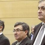 Manolo Saiz, junto a otros imputados en la Operación Puerto.