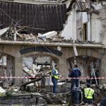 Estado en que quedó la casa cuartel de Legutiano tras el atentado de ETA