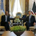 Barack Obama y Mauricio Macri en la Casa Rosada, donde van a mantener una reunión.