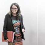La vicepresidenta del Consell ayer antes de la rueda de prensa para informar de los temas tratados en el pleno