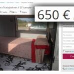El interior de la furgoneta que hace las veces de dormitorio, comedor y sala de estar