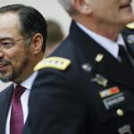 El ministro de Exteriores afgano, Salahuddin Rabbani, asiste a la segunda jornada de la reuniones de los ministros de Asuntos Exteriores de la OTAN celebradas en Bruselas