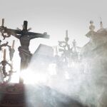 El Cristo del Amor, a su salida de la iglesia de San Sebastian de Almería