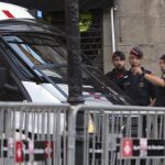 Mossos d'Esquadra en la plaza del Palau de la Generalita