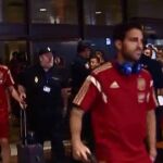 Los jugadores de la selección a su llegada al aeropuerto de Asturias