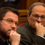 Quim Torra, junto al vicepresidente económico, Pere Aragonès