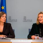 La portavoz de la Junta, Milagros Marcos, y la consejera de Economía y Hacienda, Pilar del Olmo, informa de lo tratado en rueda de prensa, en el Consejo de Gobierno
