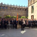 Acto del Govern en pleno esta misma mañana. En la imagen, el presidente de la Generalitat durante su discurso