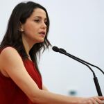 Inés Arrimadas, durante la rueda de prensa celebrada en la sede del partido en Madrid