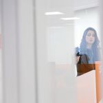 La portavoz de Ciudadanos, Inés Arrimadas, ayer en la sede del partido naranja en Madrid