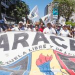 Manifestantes, ayer, en Caracas