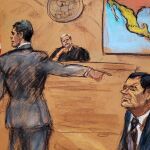 Un momento del juicio al «Chapo» captado por Jane Rosenberg