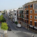 Vista de la calle Betis, en dirección Plaza de Cuba, desde el Altozano