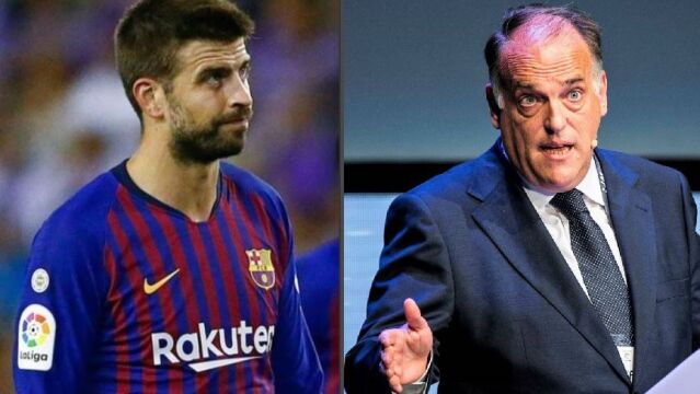 Gerard Piqué y Javier Tebas, en una imagen de archivo / Efe