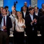El presidente del PP, Pablo Casado junto a Cayetana Álvarez de Toledo, Pablo Montesinos y Juan José Cortés