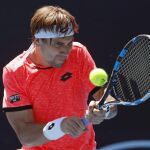David Ferrer durante el partido contra Ernesto Escobedo