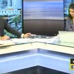 Mariella Patriau y Armando Canchaya durante la emisión del informativo