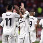 Bale celebra la consecución del tercer tanto del Madrid