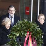 Homenaje a las victimas del atentado del 11 M en la Puerta del Sol, con la asistencia del Mariano Rajoy , Cristina Cifuentes , Manuela Carmena y representantes de las cuatro asociaciones de victimas